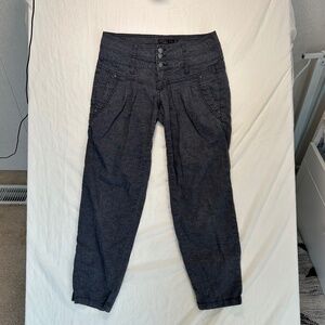 Prana Pants Womens Size4 Gray Lizbeth‎ Capri Crop Pleated High Rise Hemp Recycle